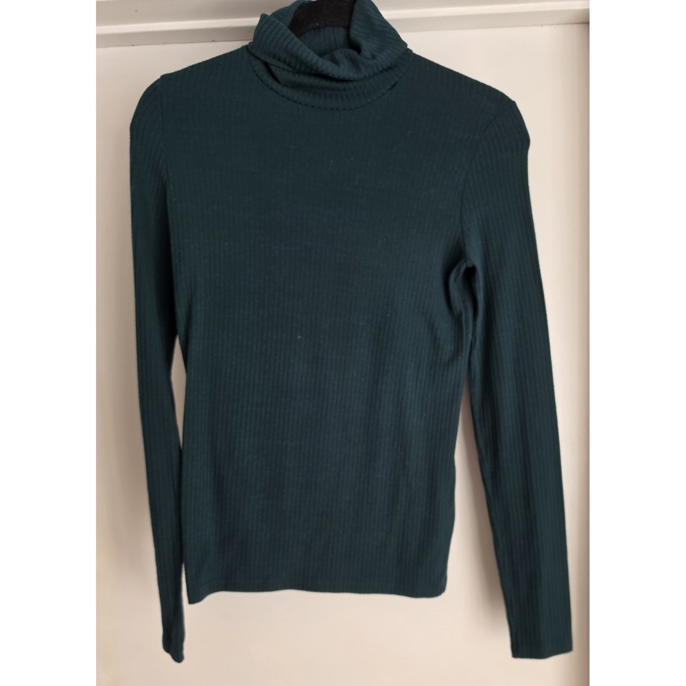 Madewell Turtleneck Sweater S Dark Green Ribbed Long Sleeve Pullover Top Knit